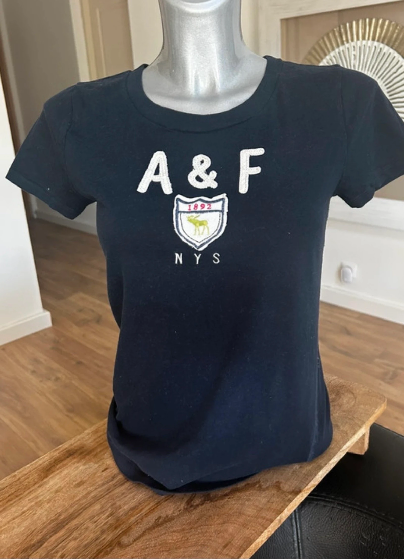 Navy blue vintage Abercrombie & Fitch T-shirt – Embroidered logo – photo 7